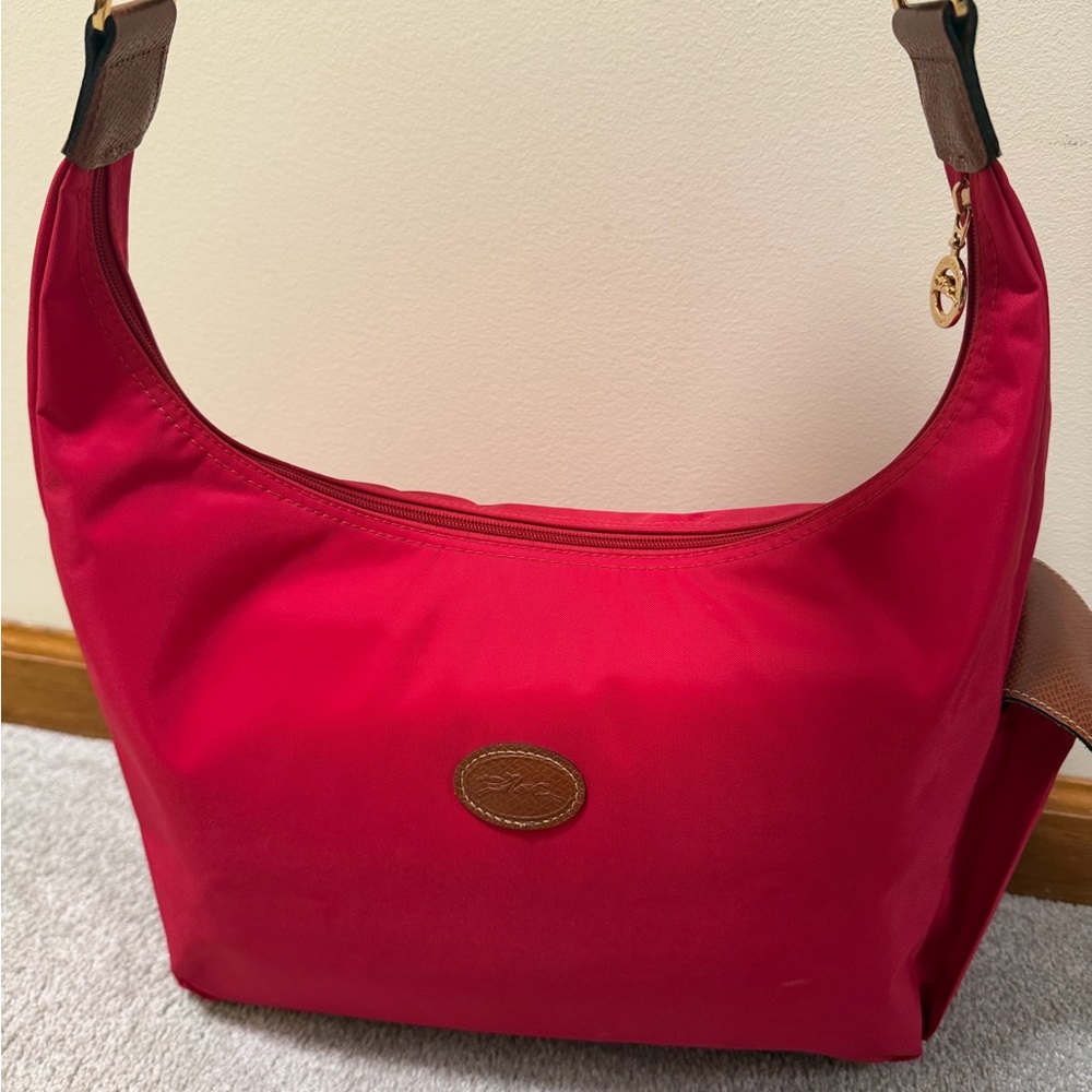 Longchamp Le Pliage Side Pocket Hobo Zip Top Crossbody Bag